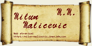 Milun Maličević vizit kartica
